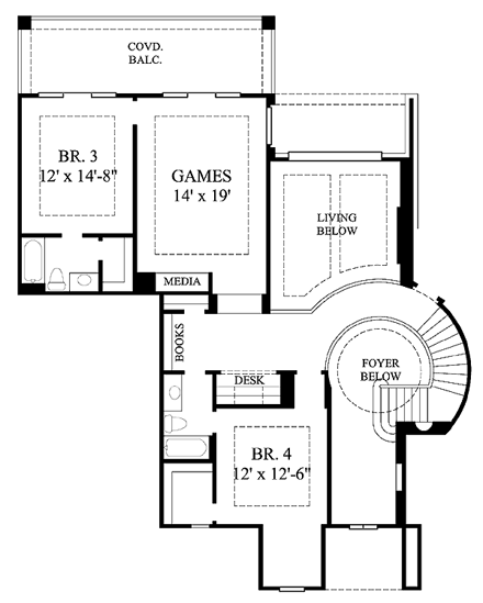 House Plan 61650 Second Level Plan