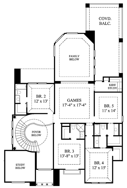 House Plan 61749 Second Level Plan