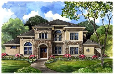 Italian Mediterranean Tuscan Elevation of Plan 61749