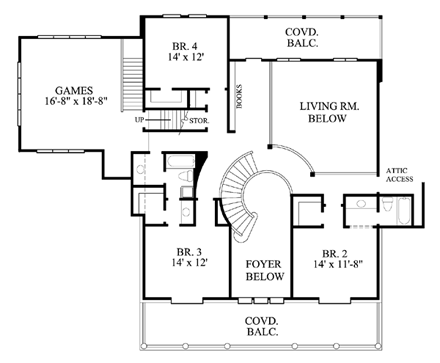 House Plan 61754 Second Level Plan