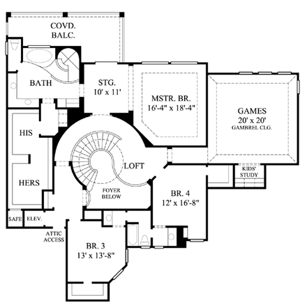 House Plan 61769 Second Level Plan