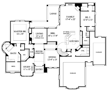 House Plan 61770 First Level Plan