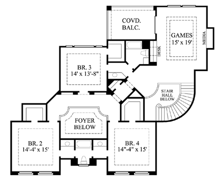 House Plan 61791 Second Level Plan
