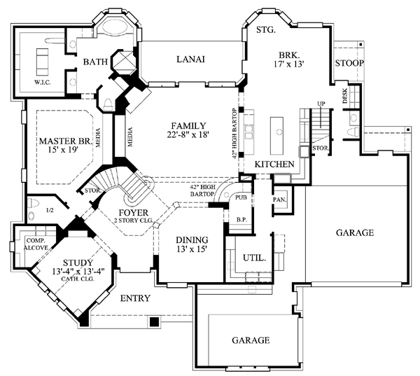 House Plan 61799 Level One