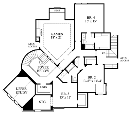 House Plan 61799 Second Level Plan