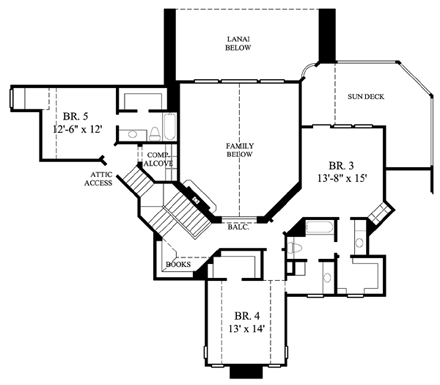 House Plan 61830 Second Level Plan