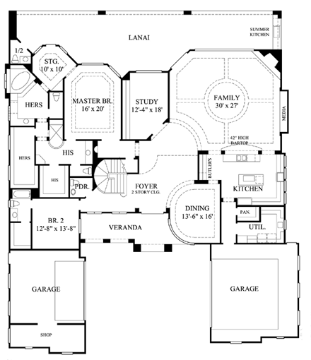 House Plan 61837 First Level Plan