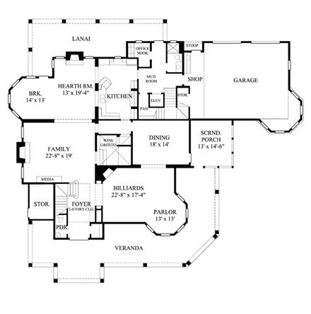 House Plan 61839 First Level Plan