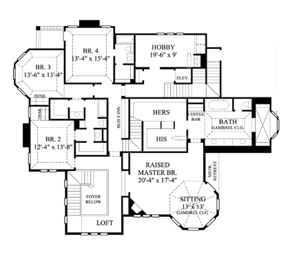 House Plan 61839 Second Level Plan