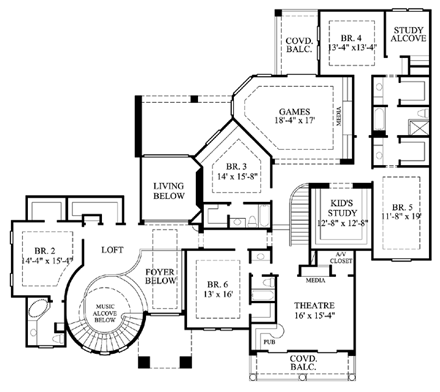 House Plan 61871 Second Level Plan