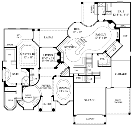 House Plan 61872 First Level Plan