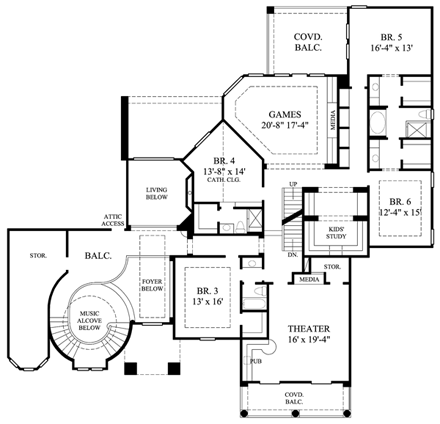 House Plan 61872 Second Level Plan