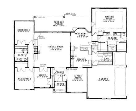 House Plan 62001 First Level Plan