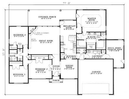 House Plan 62003 First Level Plan