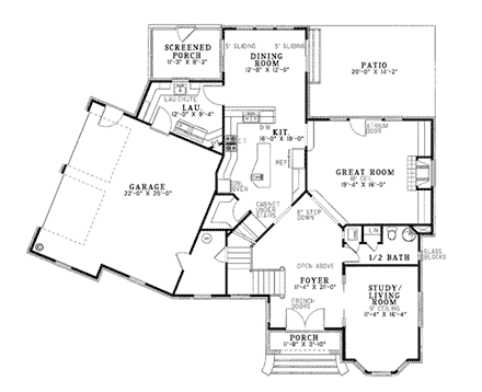 House Plan 62005 First Level Plan