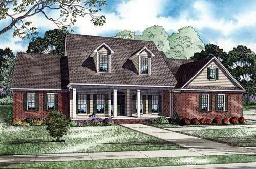 Country, Southern Plan with 2701 Sq. Ft., 3 Bedrooms, 5 Bathrooms, 2 Car Garage Elevation
