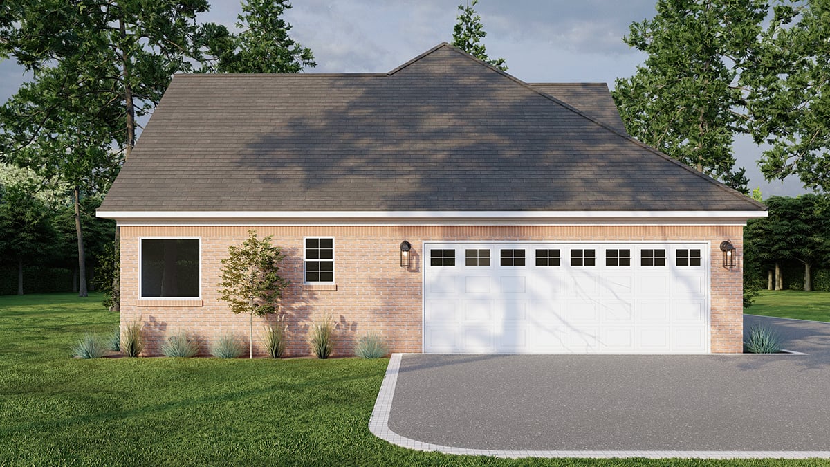 Cottage, Traditional Plan with 2146 Sq. Ft., 3 Bedrooms, 3 Bathrooms, 2 Car Garage Rear Elevation