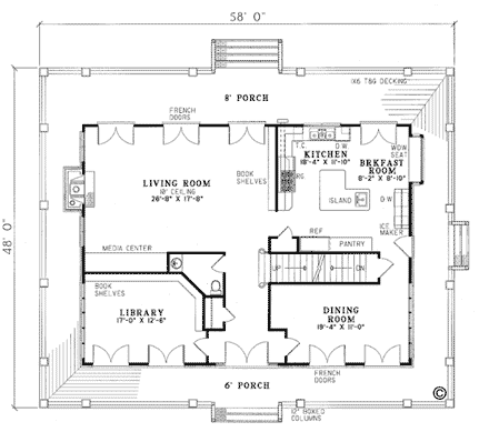 House Plan 62012 First Level Plan