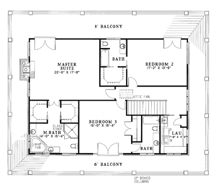 House Plan 62012 Second Level Plan