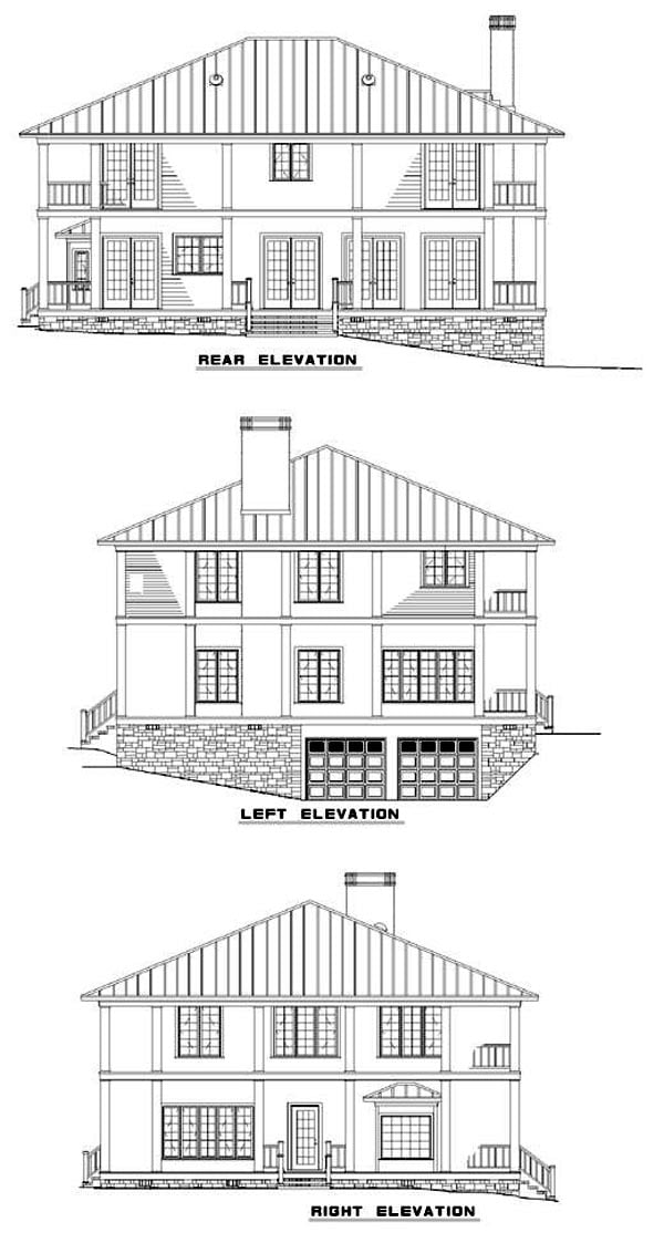 Colonial Southern Rear Elevation of Plan 62012