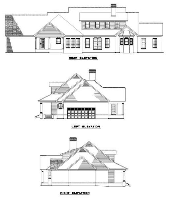 Country Ranch Southern Traditional Rear Elevation of Plan 62013