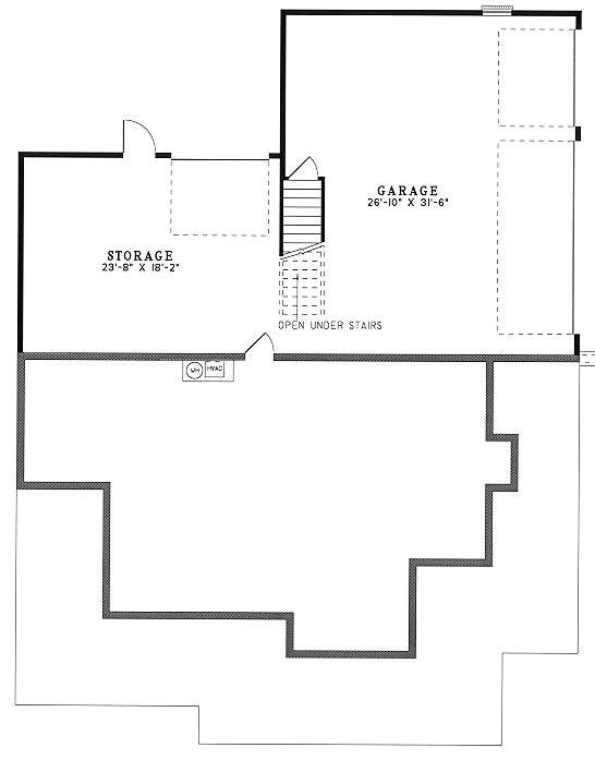 Country Farmhouse Southern Lower Level of Plan 62015