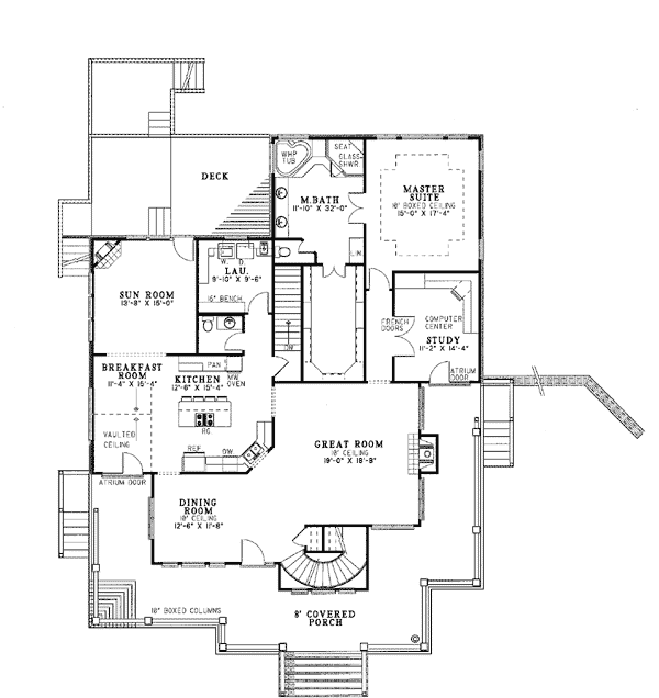 Country Farmhouse Southern Level One of Plan 62015