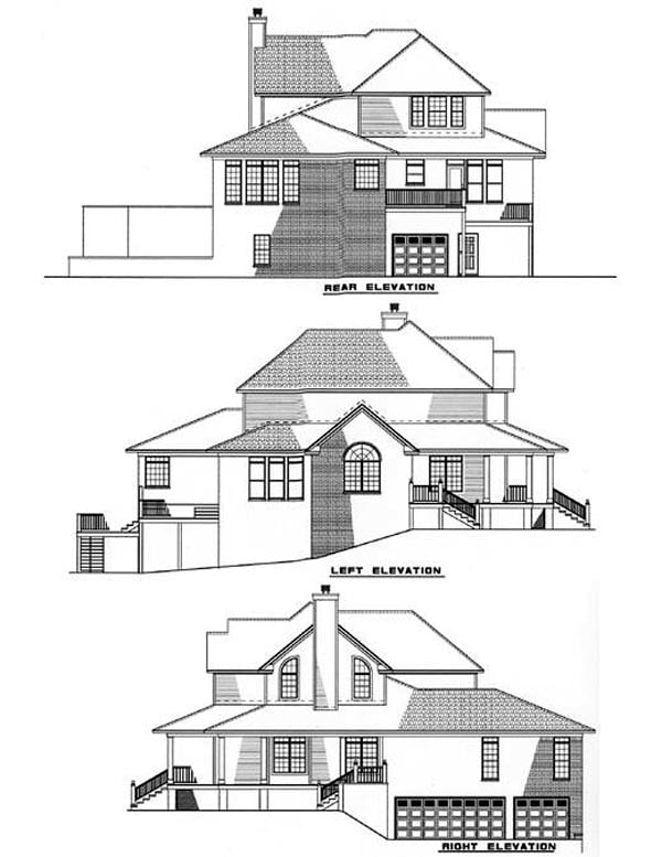 Country Farmhouse Southern Rear Elevation of Plan 62015
