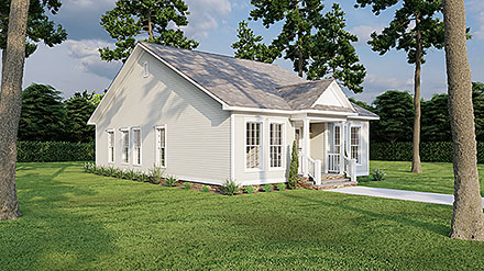 Bungalow Colonial Country Ranch Southern Elevation of Plan 62021