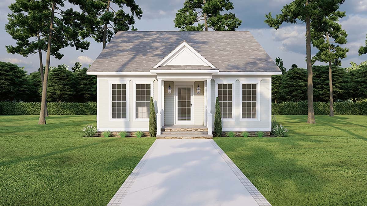 Bungalow, Colonial, Country, Ranch, Southern Plan with 1260 Sq. Ft., 3 Bedrooms, 2 Bathrooms, 2 Car Garage Picture 2