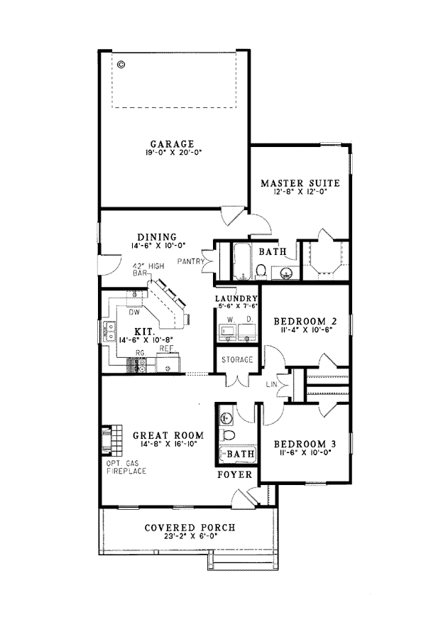 Colonial Country Narrow Lot Southern Level One of Plan 62022