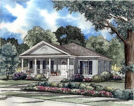 Colonial Country Narrow Lot Southern Elevation of Plan 62022