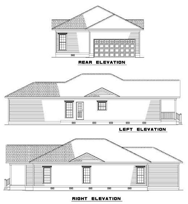 Colonial Country Narrow Lot Southern Rear Elevation of Plan 62022