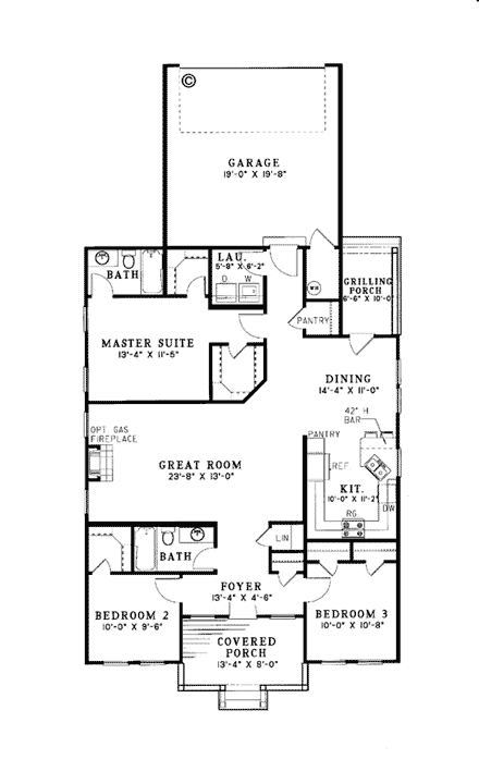 House Plan 62025 First Level Plan