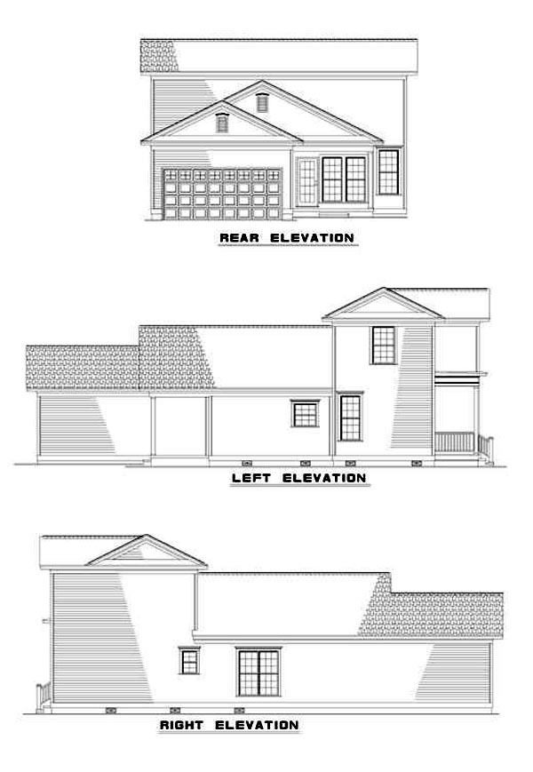 Colonial Southern Rear Elevation of Plan 62026