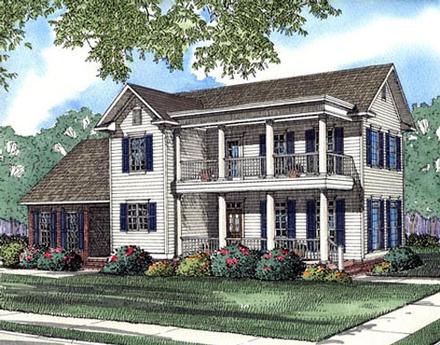 Colonial Southern Elevation of Plan 62029