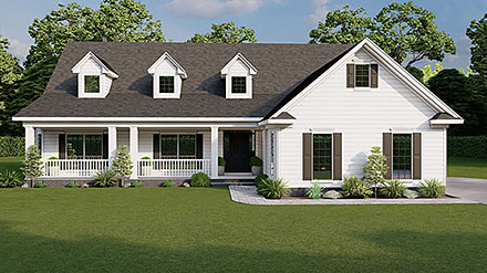 Cape Cod Country Traditional Elevation of Plan 62031