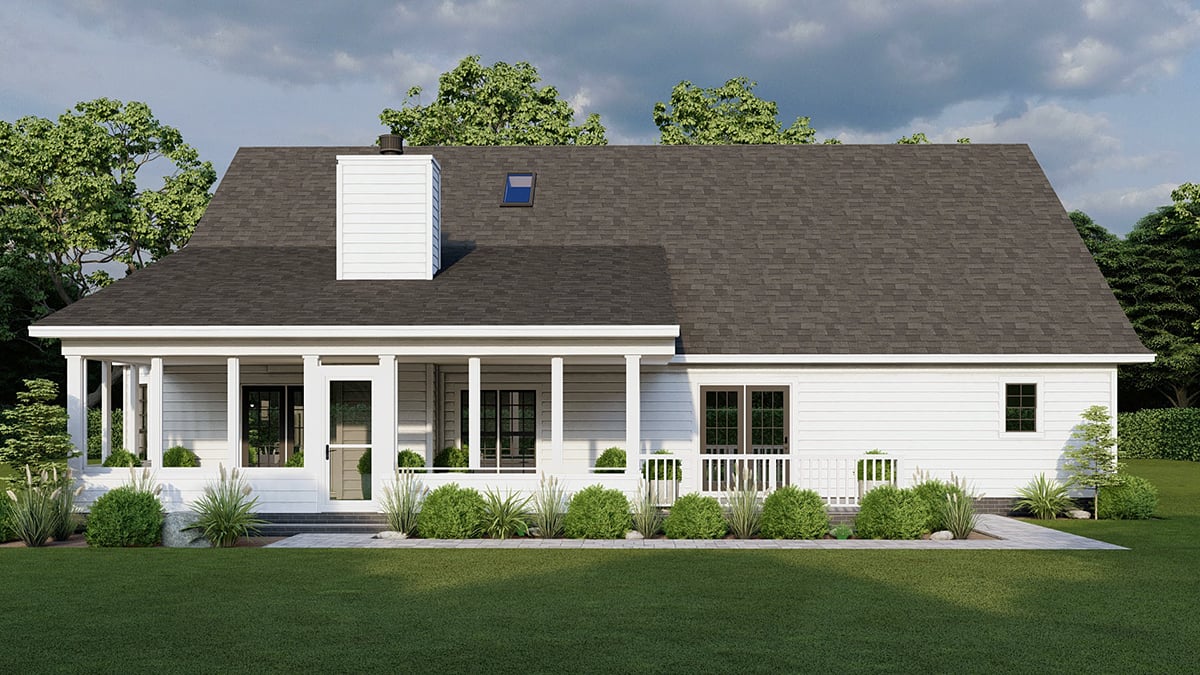 Cape Cod Country Traditional Rear Elevation of Plan 62031