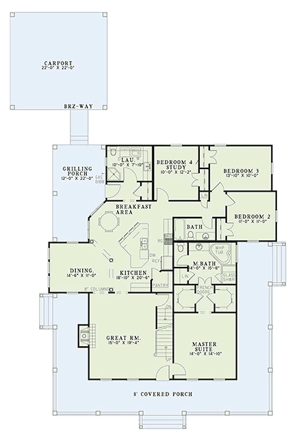 House Plan 62032 First Level Plan