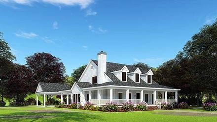 Country, Farmhouse, Southern House Plan 62032 with 4 Beds, 3 Baths, 2 Car Garage