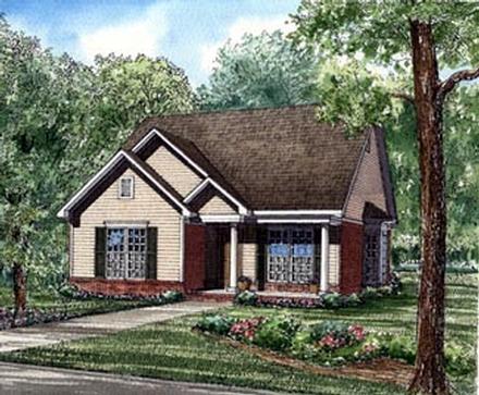 Bungalow Country One-Story Southern Elevation of Plan 62033