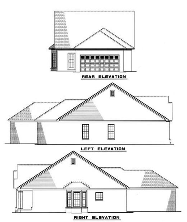 Bungalow Country One-Story Southern Rear Elevation of Plan 62033