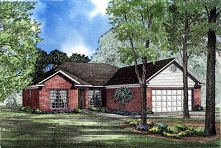 One-Story Traditional Elevation of Plan 62034