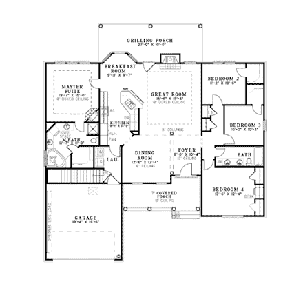 House Plan 62037 First Level Plan