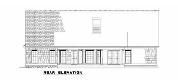 Country One-Story Ranch Rear Elevation of Plan 62039