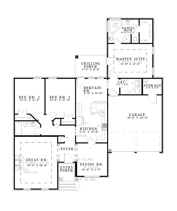 Ranch Traditional Level One of Plan 62049