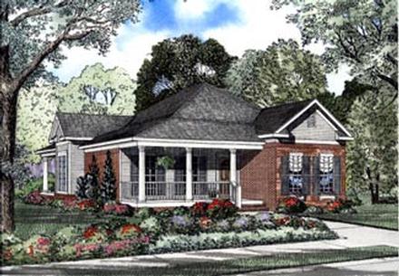 Country One-Story Traditional Elevation of Plan 62058