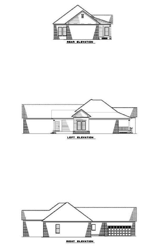 Country One-Story Traditional Rear Elevation of Plan 62058