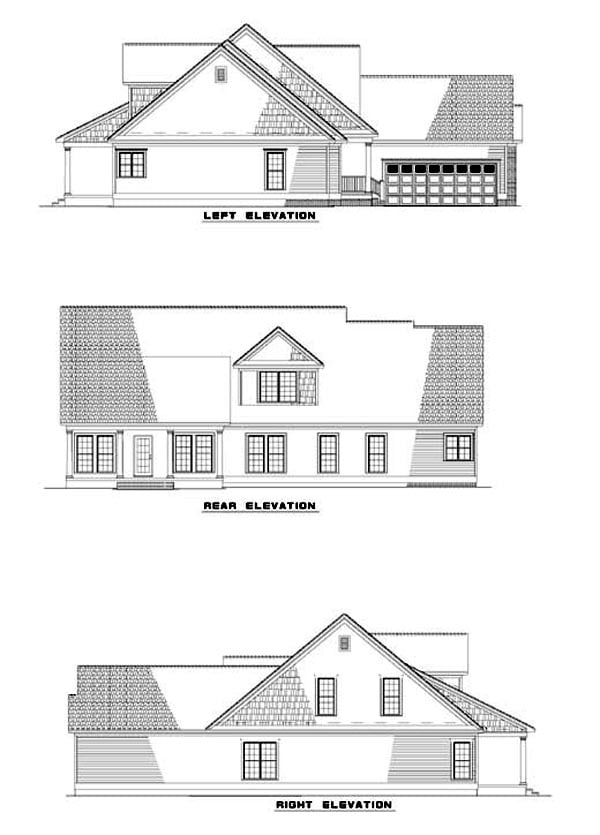 Country Traditional Rear Elevation of Plan 62062