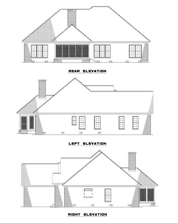 European Rear Elevation of Plan 62064